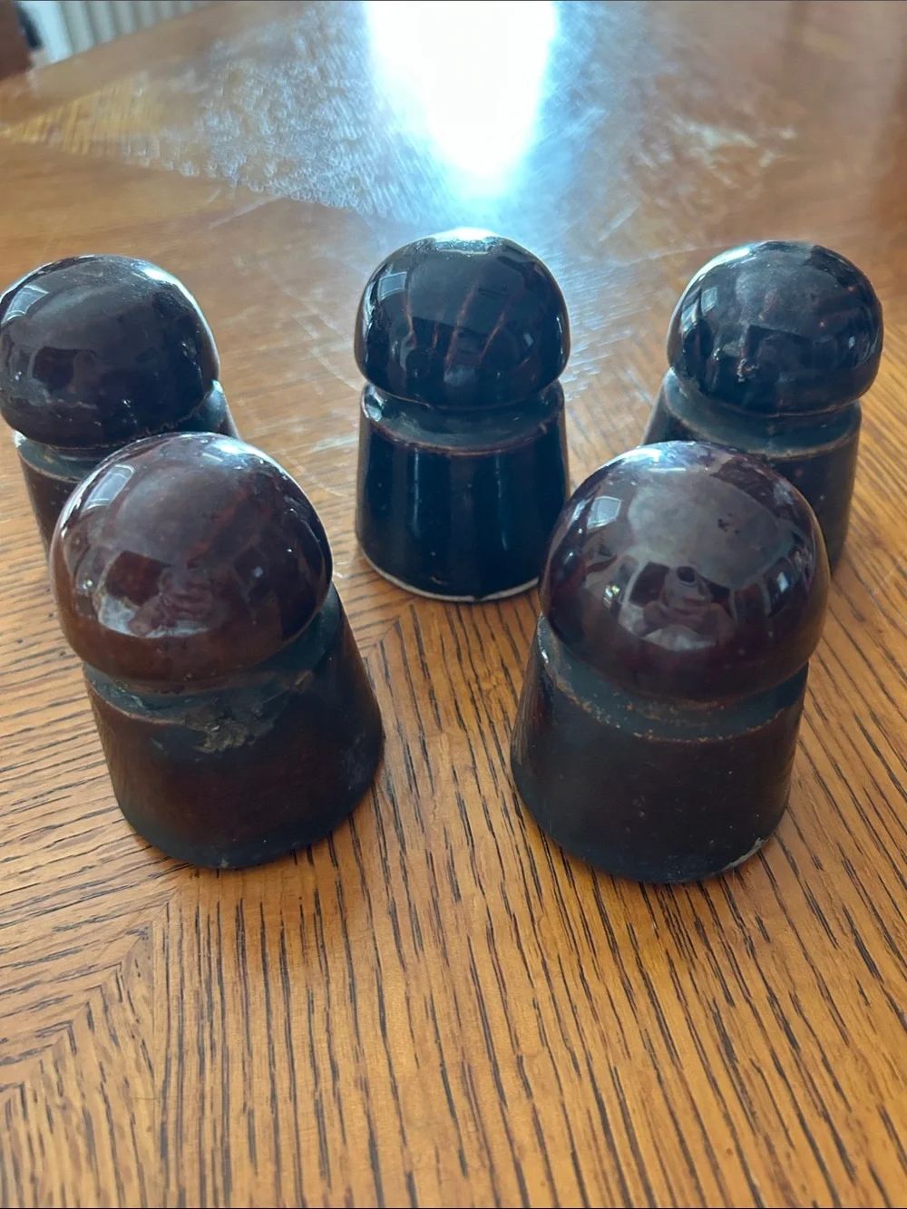 Vintage Brown Ceramic Insulator Set - Home Accents